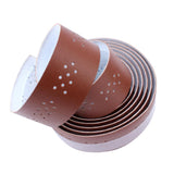 Maxbell 2Pcs Bicycle Handlebar Tape PU Leather Handlebar Strap Breathable 1.9m Brown
