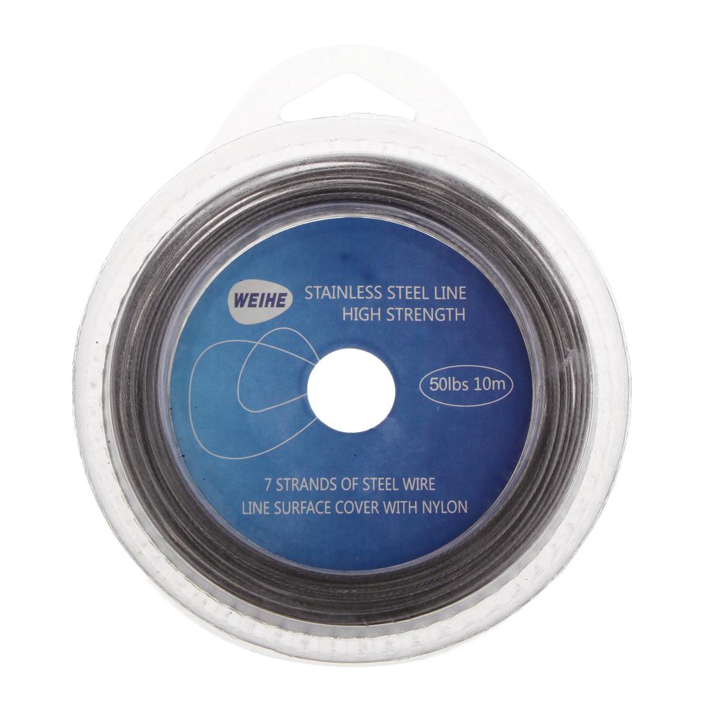 Maxbell Fishing Line Wire Leader Stainless Steel Trace Lures 10m 7 Strands 50LBS