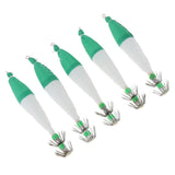 Maxbell 5pcs Luminous Squid Jigs Deep Sea Fishing Lure Tackle Fishhook Green