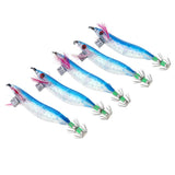 Maxbell 5pcs Luminous Squid Jigs Saltwater Fishing Lures Octopus Squid Hooks Blue