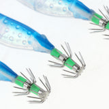 Maxbell 5pcs Luminous Squid Jigs Saltwater Fishing Lures Octopus Squid Hooks Blue