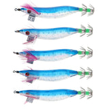 Maxbell 5pcs Luminous Squid Jigs Saltwater Fishing Lures Octopus Squid Hooks Blue