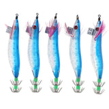 Maxbell 5pcs Luminous Squid Jigs Saltwater Fishing Lures Octopus Squid Hooks Blue