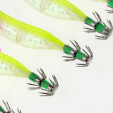 Maxbell 5pcs Luminous Squid Jigs Saltwater Fishing Lures Octopus Squid Hooks Yellow