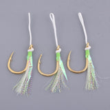 Maxbell 3Pcs Assist Hooks Fishing Hooks Carbon Steel Bait Jig Hook with Nylon Line 5-0