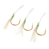 Maxbell 3Pcs Assist Hooks Fishing Hooks Carbon Steel Bait Jig Hook with Nylon Line 5-0