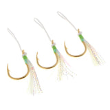 Maxbell 3Pcs Assist Hooks Fishing Hooks Carbon Steel Bait Jig Hook with Nylon Line 5-0