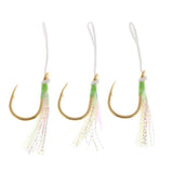 Maxbell 3Pcs Assist Hooks Fishing Hooks Carbon Steel Bait Jig Hook with Nylon Line 5-0
