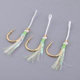 Maxbell 3Pcs Assist Hooks Fishing Hooks Carbon Steel Bait Jig Hook with Nylon Line 5-0