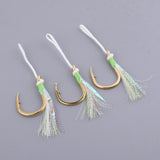 Maxbell 3Pcs Assist Hooks Fishing Hooks Carbon Steel Bait Jig Hook with Nylon Line 5-0
