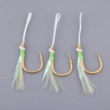 Maxbell 3Pcs Assist Hooks Fishing Hooks Carbon Steel Bait Jig Hook with Nylon Line 7-0