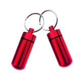 2 Pack Waterproof Pill Box Case Holder Container Capsule Key Ring Chain Red