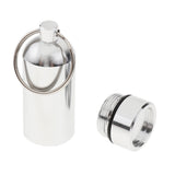 Maxbell Waterproof Aluminum Pill Box Case Bottle Holder Keychain Container Silver