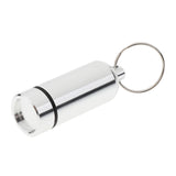 Maxbell Waterproof Aluminum Pill Box Case Bottle Holder Keychain Container Silver