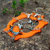 Maxbell 1 Pair Traction Cleats Ski Snow Ice Grip Spike Crampons 18 Teeth Orange L