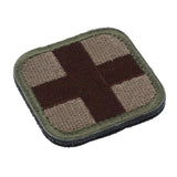 Maxbell 50 x 50mm Hook & Loop Medic First Aid Red Cross Patch Coffee Cross and Tan