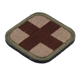 Maxbell 50 x 50mm Hook & Loop Medic First Aid Red Cross Patch Coffee Cross and Tan