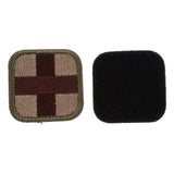 Maxbell 50 x 50mm Hook & Loop Medic First Aid Red Cross Patch Coffee Cross and Tan