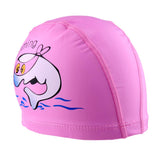 Maxbell Children's Waterproof Cartoon Dolphin Swimming Cap Ear Protection Pink