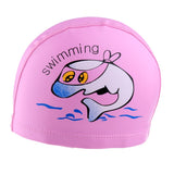 Maxbell Children's Waterproof Cartoon Dolphin Swimming Cap Ear Protection Pink