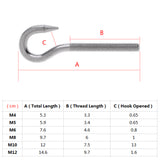 Maxbell Marine 304 Stainless Steel Hook Bolt Eye Screw Threaded Bolt Boat Parts M5