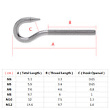 Maxbell Marine 304 Stainless Steel Hook Bolt Eye Screw Threaded Bolt Boat Parts M5