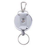 Maxbell Retractable Key Chain Badge Holder Steel Recoil Ring Belt Clip 60cm Black