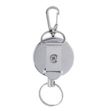 Maxbell Retractable Key Chain Badge Holder Steel Recoil Ring Belt Clip 60cm Silver