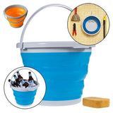 Maxbell Camping Folding Collapsible Silicone Bucket Outdoor Barrel S Round Blue