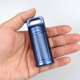 Maxbell Titanium Outdoor Travel Waterproof Mini Pill Case Box Capsule Bottle blue