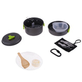 Maxbell Aluminum Camping Mess Kit Cookware Cutlery Foldable Pot Pan Bowl Dish Green