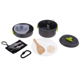 Maxbell Aluminum Camping Mess Kit Cookware Cutlery Foldable Pot Pan Bowl Dish Green