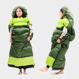 Maxbell Waterproof Camping Warm Hollow Cotton Splicing Sleeping Bag Army Green Left