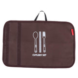 Maxbell Portable Travel Camping Picnic BBQ Fork Chopstick Cutlery Storage Bag Brown