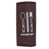 Maxbell Portable Travel Camping Picnic BBQ Fork Chopstick Cutlery Storage Bag Brown