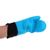 Max Heat Resistant Silicone Oven Glove Pot Holder Grilling Cooking Baking Blue