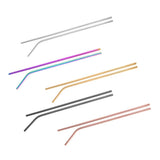 Maxbell 2x Stainless Steel Drinking Straw Sucker Straight Bent Set Silver 265x6mm