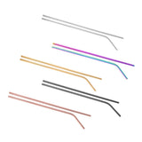 Maxbell 2x Stainless Steel Drinking Straw Sucker Straight Bent Set Silver 265x6mm