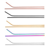 Maxbell 2x Stainless Steel Drinking Straw Sucker Straight Bent Set Silver 265x6mm