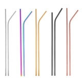Maxbell 2x Stainless Steel Drinking Straw Sucker Straight Bent Set Silver 265x6mm