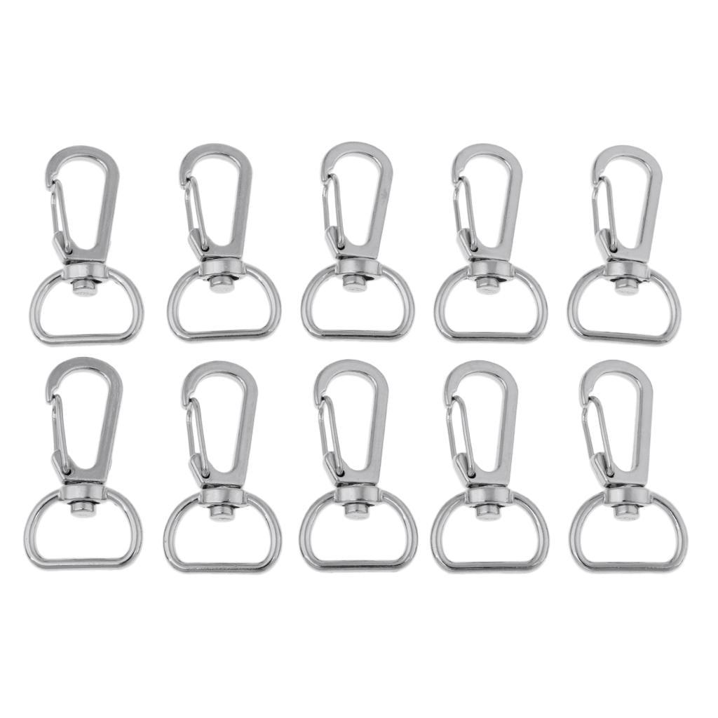 Maxbell 10pcs Durable Metal Carabiner Clip Style Spring Key Chain Hooks Keyring 10mm
