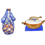 Maxbell Coffee Cup Place Mat Hot Pot Holder Insulated Trivet Mat Carry Basket Bag Blue