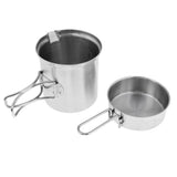 Maxbell 2pcs/set Stainless Steel Folding Camping Hiking Pot Stockpots With Carry Bag