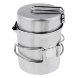 Maxbell 2pcs/set Stainless Steel Folding Camping Hiking Pot Stockpots With Carry Bag