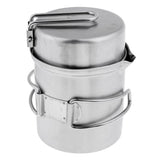 Maxbell 2pcs/set Stainless Steel Folding Camping Hiking Pot Stockpots With Carry Bag