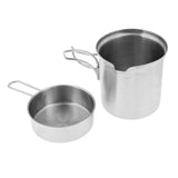 Maxbell 2pcs/set Stainless Steel Folding Camping Hiking Pot Stockpots With Carry Bag