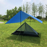 Maxbell Lightweight Camping Hiking Pyramid Tent Trekking Pole Net Canopy Gray White