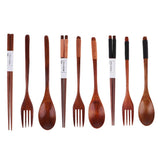 Maxbell Portable Travel Camping Compact Utensil Set Wood Spoon Fork Chopstick No String