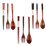 Maxbell Portable Travel Camping Compact Utensil Set Wood Spoon Fork Chopstick No String