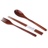 Maxbell Portable Travel Camping Compact Utensil Set Wood Spoon Fork Chopstick No String